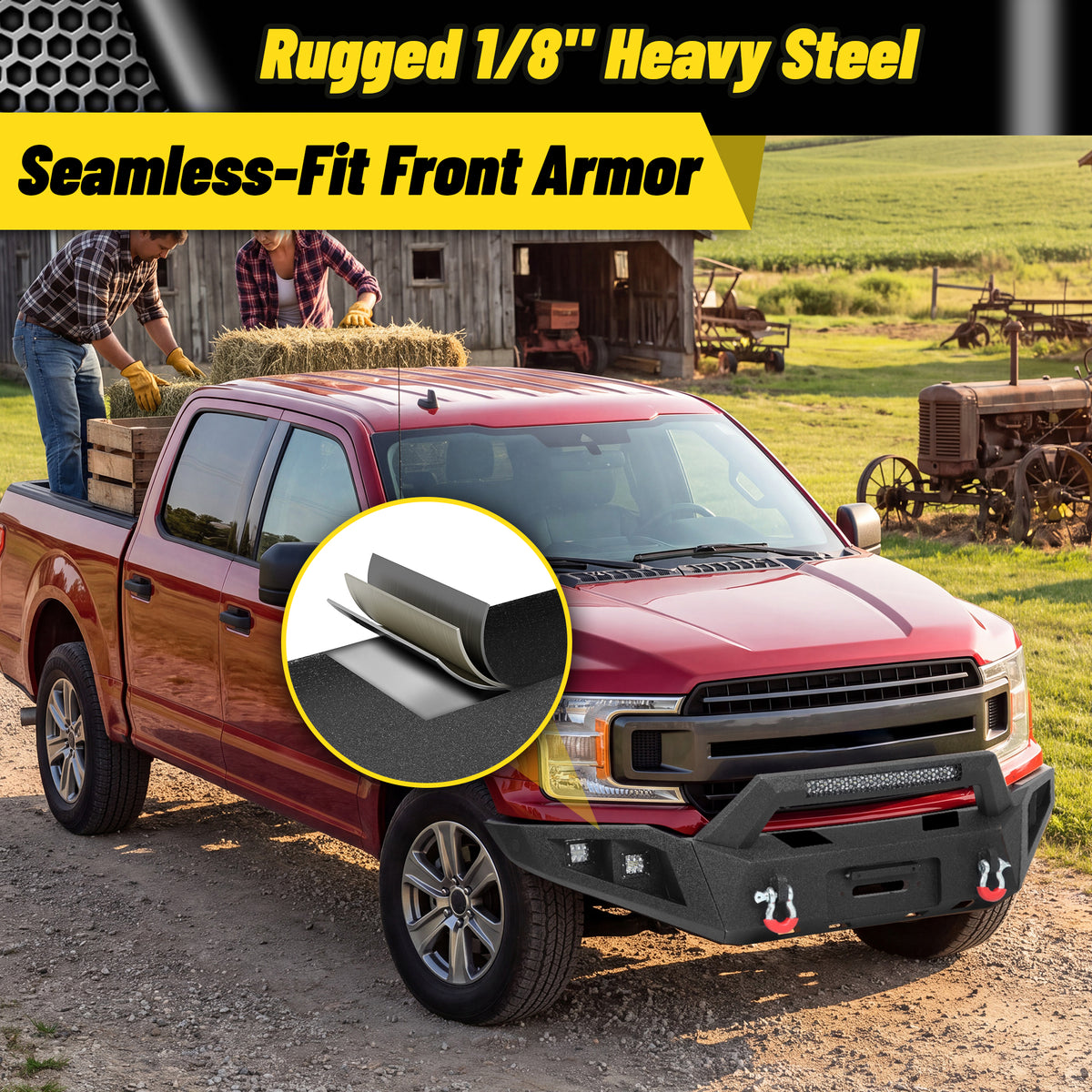 ATEAFB059 F-150 Front Bumper Rugged 1/8 Inch Heavy Steel