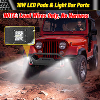ATEAFB060 Front Bumper 18W LED Pods Light Bar Ports