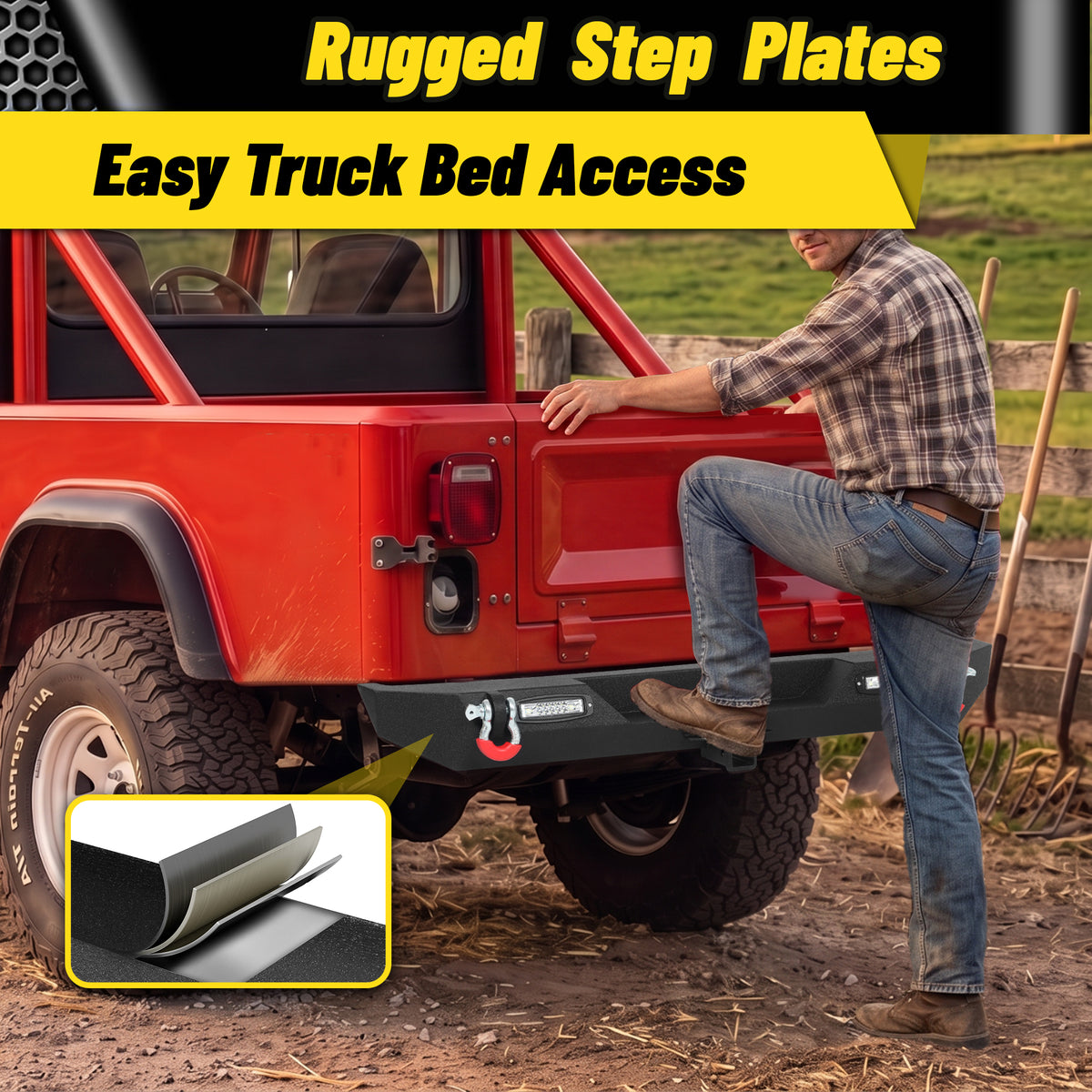 ATEAFB061 Rear Bumper Rugged Step Plates Easy Rear Access