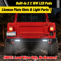 ATEAFB061 Rear Bumper Built-In 2 x 18W LED Pods License Plate Slots Light Ports
