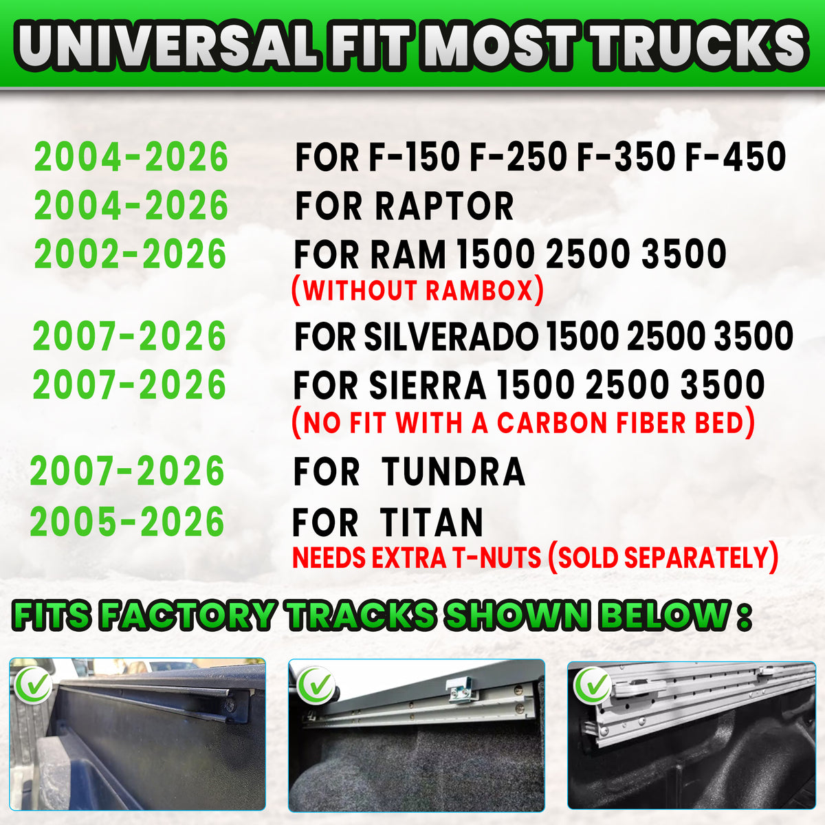 ATEATBR03 Universal Fit Most Trucks Fitment Chart