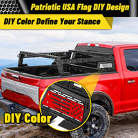 14'' ~ 17'' Low Profile Truck Bed Racks with USA Flag Design & 2 Crossbars For Toyota Tacoma/Tundra