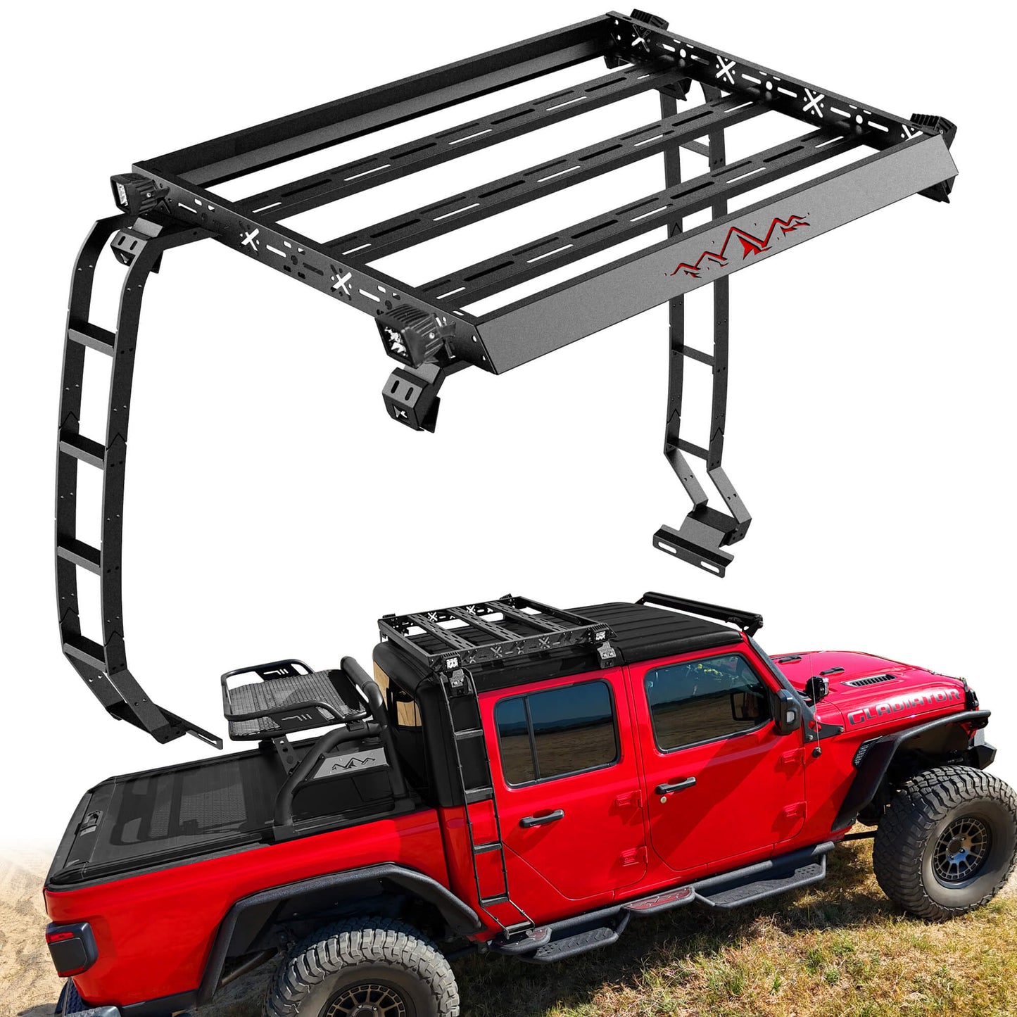 For 2020-2026 Jeep Gladiator JT Cargo Basket with Dual Ladders