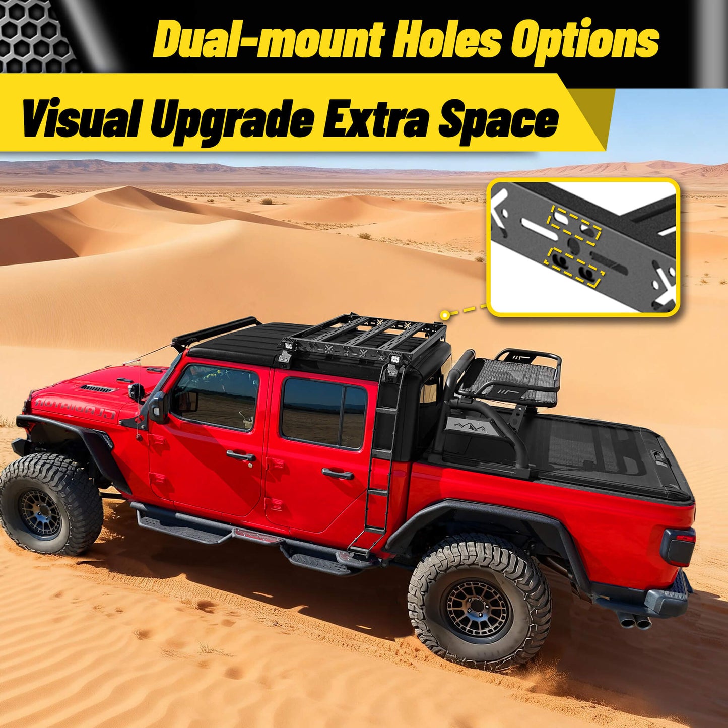 For 2020-2026 Jeep Gladiator JT Cargo Basket with Dual Ladders