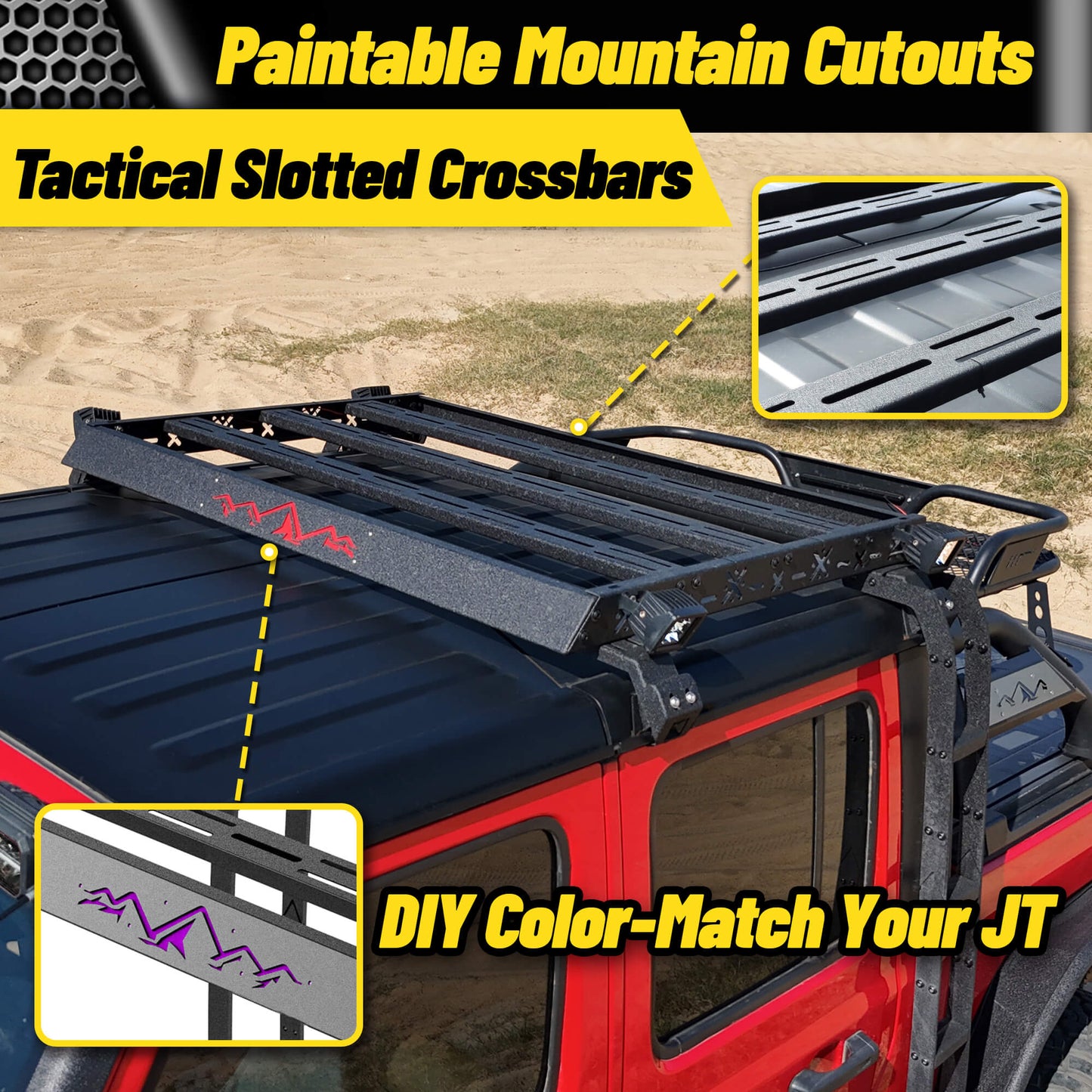 For 2020-2026 Jeep Gladiator JT Cargo Basket with Dual Ladders