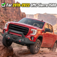 GMC Sierra 1500 2019-2022 Front Bumper|11-Gauge Carbon Steel, Integrated Winch Plate, D-Rings, LED Lights & License Plate Mount