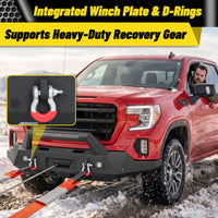 GMC Sierra 1500 2019-2022 Front Bumper|11-Gauge Carbon Steel, Integrated Winch Plate, D-Rings, LED Lights & License Plate Mount
