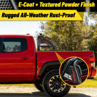 Roll Bar for Mid Size Pickup Truck with Triple Integrated Grab Handles and Pod Light Mounts