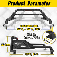 Heavy Duty Roll Bar For Mid Size  Pickup Truck with Brake Light and Support Rods
