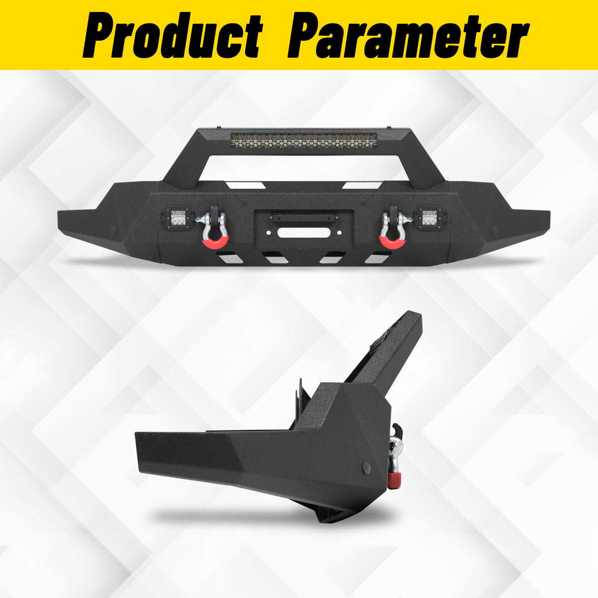 GMC Sierra 1500 2019-2022 Front Bumper|11-Gauge Carbon Steel, Integrated Winch Plate, D-Rings, LED Lights & License Plate Mount