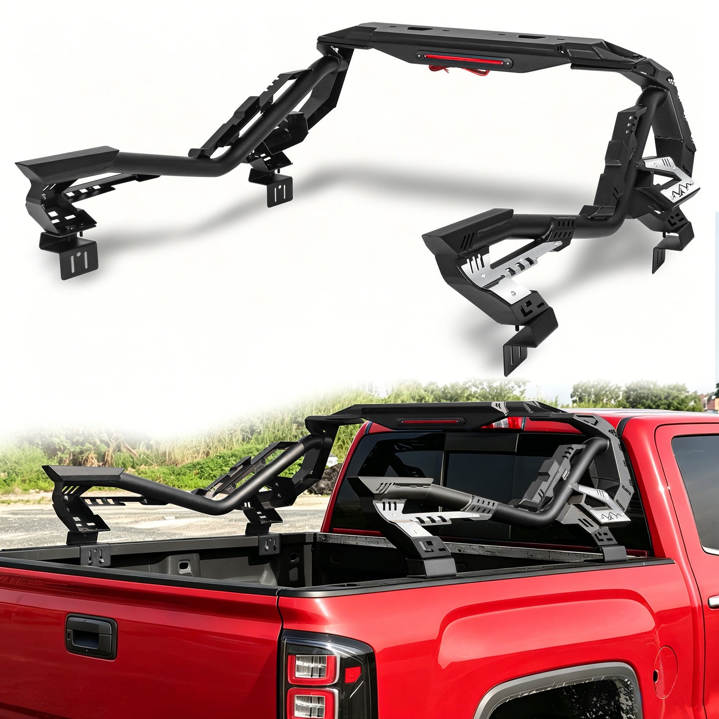Universal Heavy-Duty Steel Chase Bar with Integrated Third Brake Light