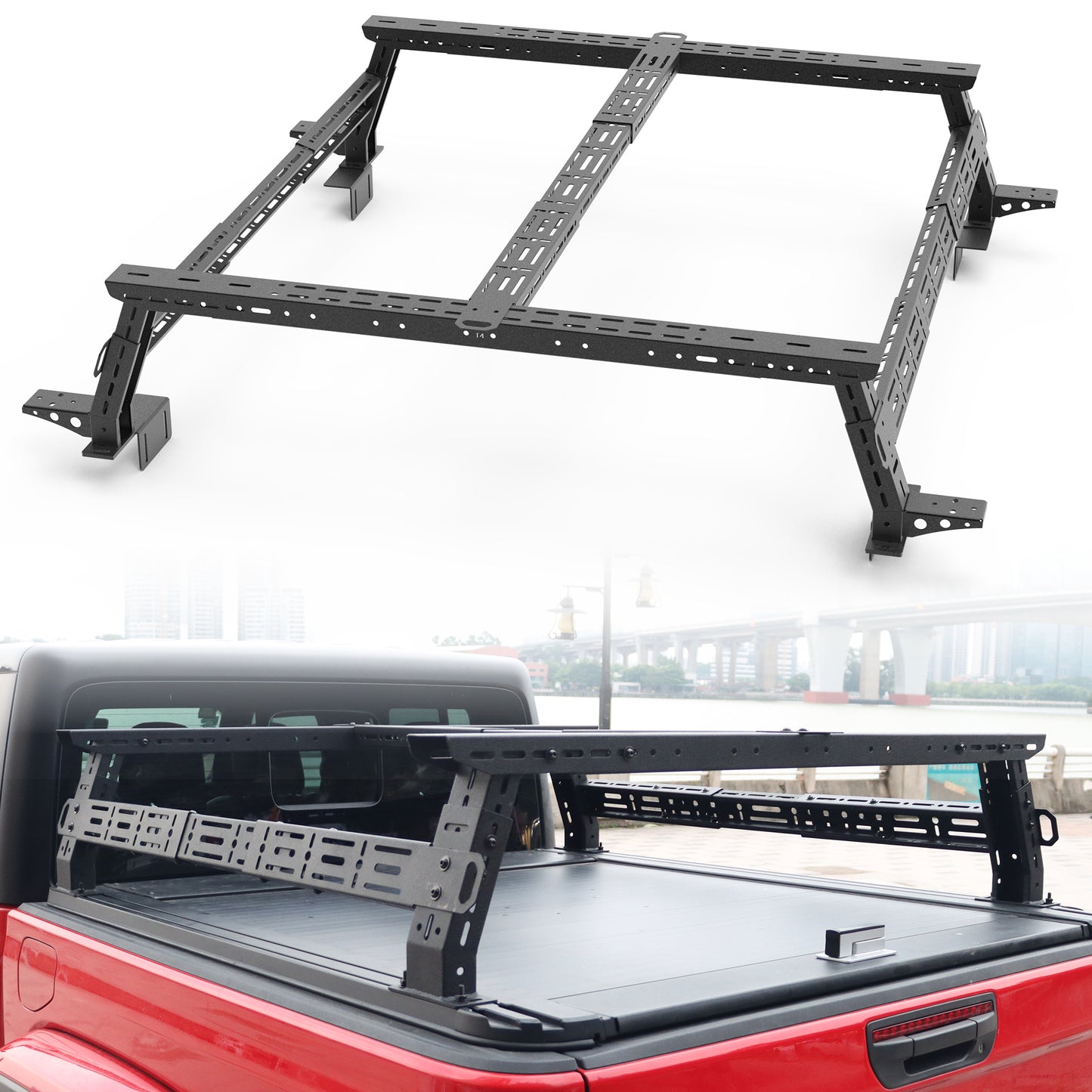 14"~17" Low Profile Bed Racks with Sidebars for Ford F150/250/350 / Ratpor / Lightning / Maverick / Ranger