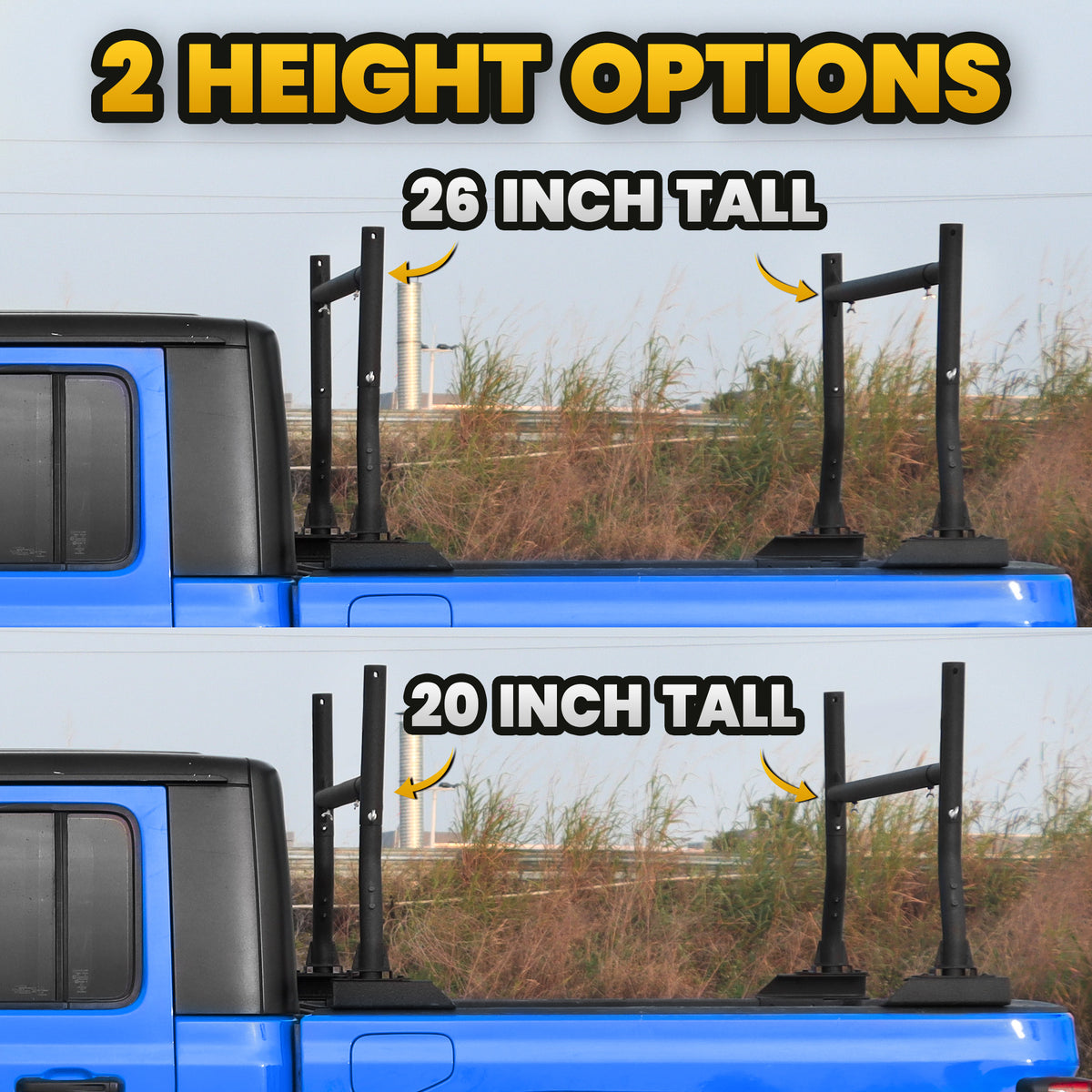MONOKING Universal 18"-26" Round Tube Steel Truck Bed Rack