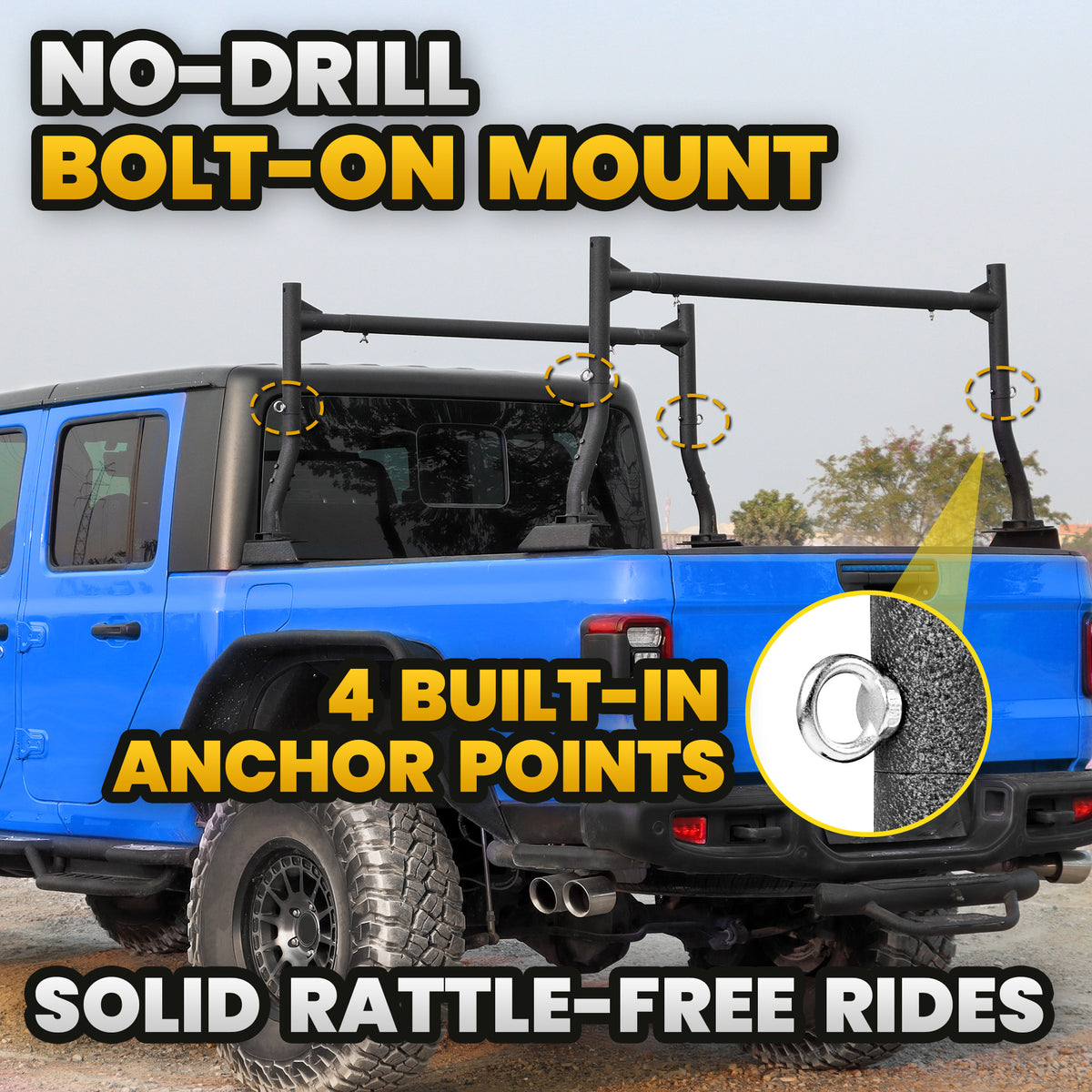 MONOKING Universal 18"-26" Round Tube Steel Truck Bed Rack