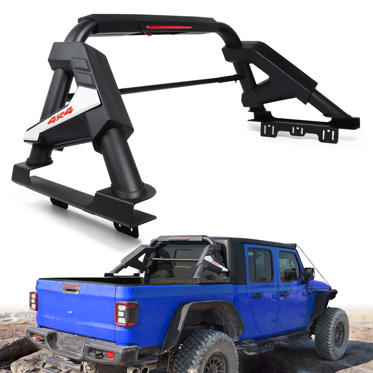 Roll Bar with Chase Rack Sport Bar for Mid-Size Truck – Single Tube Design