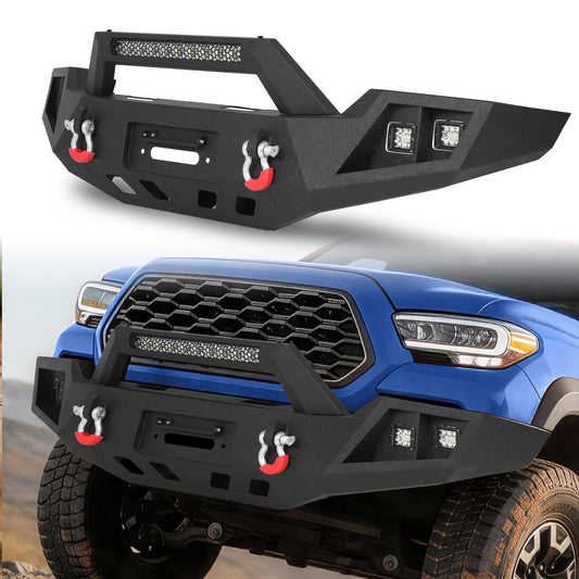 Toyota Tacoma 3rd Gen 2016-2023 Front Bumper|Direct Bolt-On, No Drill,Trail Protection, Winch Ready Plate & LED Pods