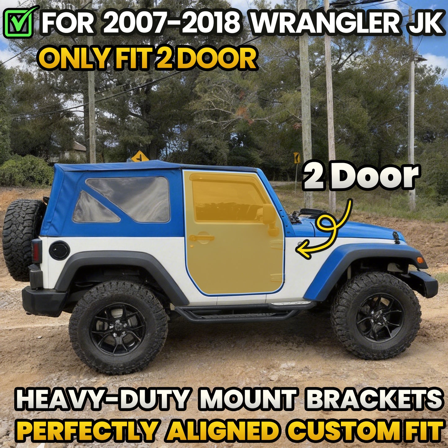 For 2007-2018 Wrangler JK JKU 2 Door