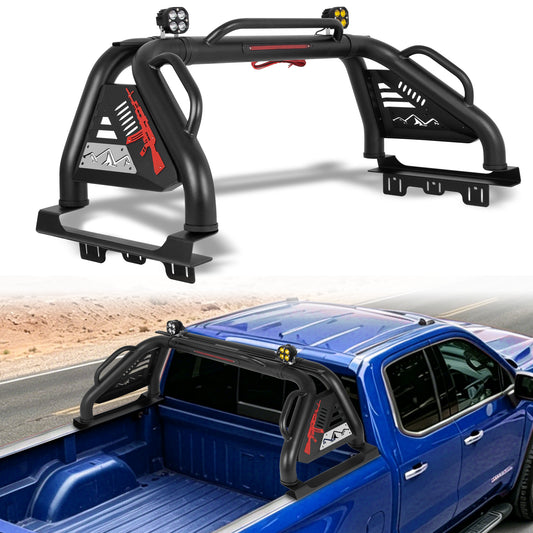 Roll Bar for Mid Size Pickup Truck with Triple Integrated Grab Handles and Pod Light Mounts
