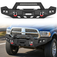 Ram 1500 Rebel 15-18 Front Bumper|Bolt-On, No Drilling, Work ＆ Tow Ready Armor, LED Light Bar & D-Rings