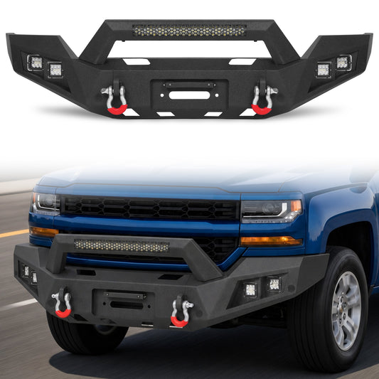 Chevy Suburban 92-99 / Yukon 92-99 / Tahoe 95-99 Front Bumper|Bolt-On, No Drilling, Off-Road Protection, LED Lights & D-Rings
