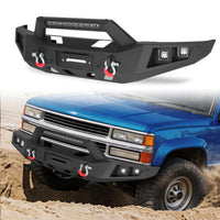 Chevy Suburban 92-99 / Yukon 92-99 / Tahoe 95-99 Front Bumper|Bolt-On, No Drilling, Heavy Duty Steel Work Armor, LED Lights & D-Rings