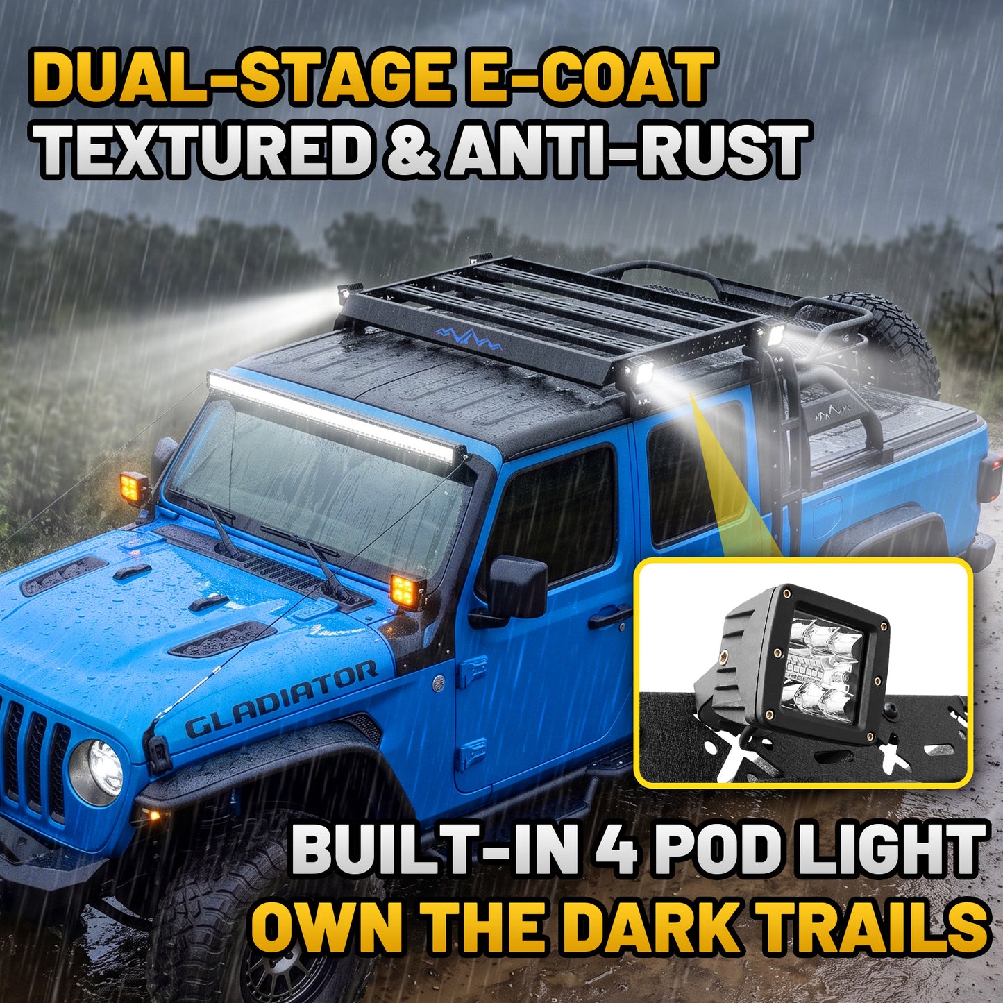 For 2020-2026 Jeep Gladiator JT Cargo Basket with Dual Ladders