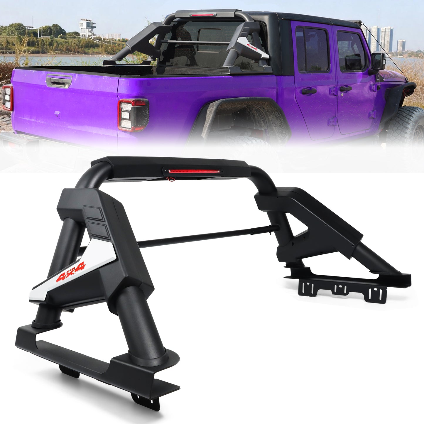 Roll Bar with Chase Rack Sport Bar for Mid-Size Truck – Single Tube Design