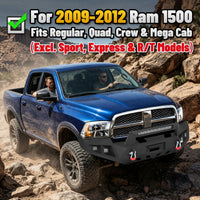 Ram 1500 09-12 Front Bumper|Bolt-On, No Drilling, Off-Road Armor, LED Light Bar & D-Rings