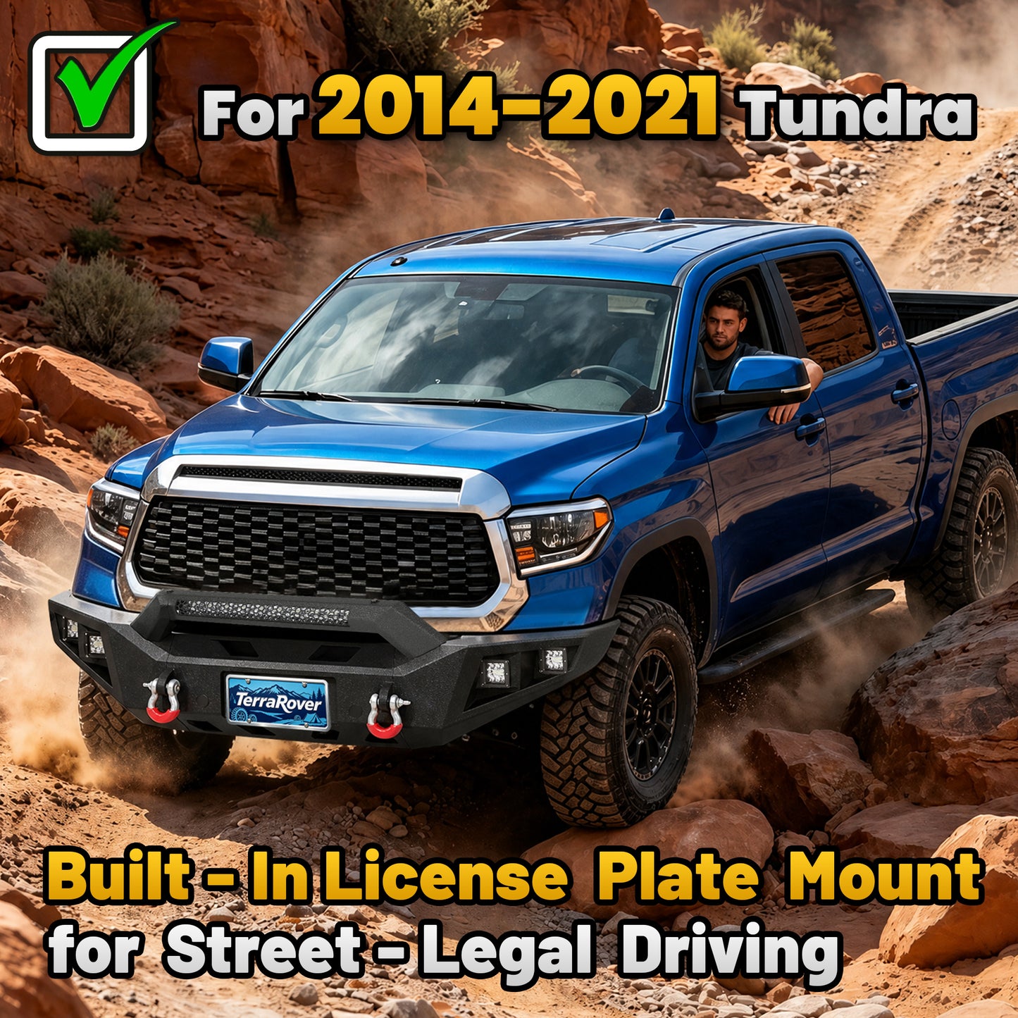 Toyota Tundra 14-21 Front Bumper|Bolt-On, No Drilling, Off-Road Armor, LED Light Bar & D-Rings