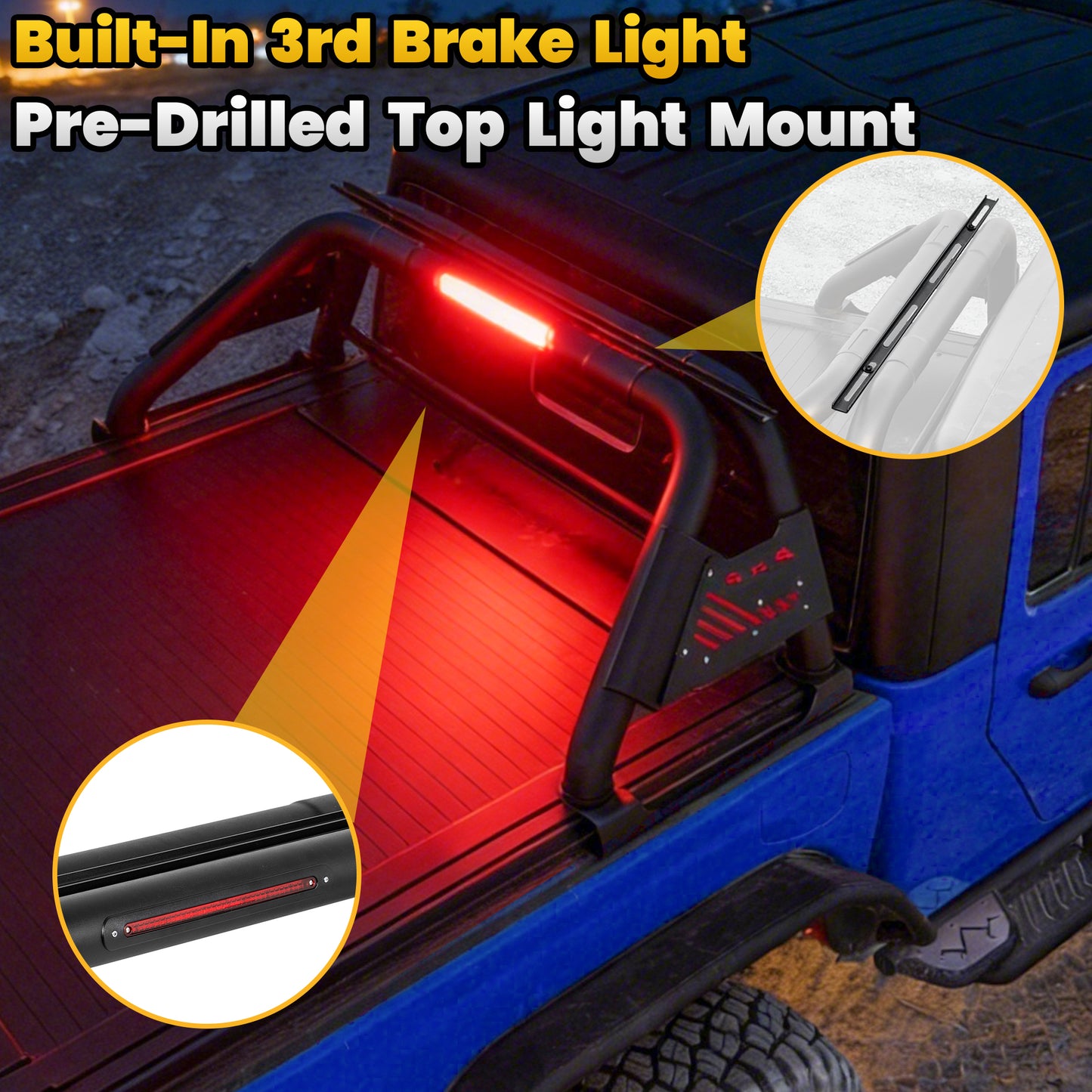 Sport Roll Bar for Mid Size Pickup Truck with Brake Light