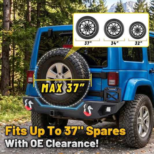 Jeep Wrangler JL/JLU 18-26 Rear Bumper|Direct Bolt-On, No Drill, Off-Road Adventure Armor, LED Pods & D-Rings