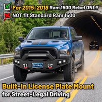 Ram 1500 Rebel 15-18 Front Bumper|Bolt-On, No Drilling, Off-Road Armor, LED Light Bar & D-Rings