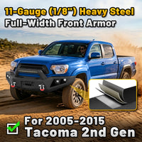 Toyota Tacoma 05-15 2nd Gen Front Bumper|Direct Bolt-On, No Drill, Carbon Steel Off-Road & Trail Armor, LED Light Bar＆Dual D-rings