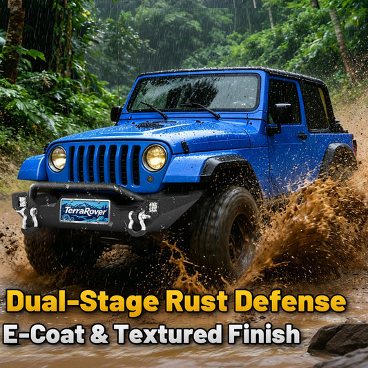 Jeep Wrangler TJ/YJ 87-06 Front Bumper|Direct Bolt-On, No Drill, Off-Road Adventure Armor, Light Bar & D-Rings