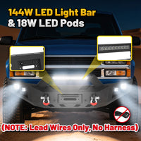 Chevy Suburban 92-99 / Yukon 92-99 / Tahoe 95-99 Front Bumper|Bolt-On, No Drilling, Heavy Duty Steel Work Armor, LED Lights & D-Rings