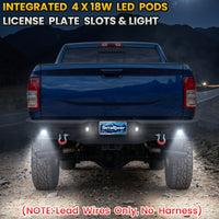 Dodge Ram 2500 3500 10-18/19-22 Rear Bumper|Direct Bolt-On, No Drill, Work & Tow Ready Armor, LED Lights & D-Rings
