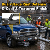 Ram 1500 Rebel 15-18 Front Bumper|Bolt-On, No Drilling, Work ＆ Tow Ready Armor, LED Light Bar & D-Rings
