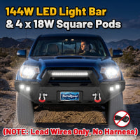 Toyota Tacoma 05-15 2nd Gen Front Bumper|Direct Bolt-On, No Drill, Carbon Steel Off-Road & Trail Armor, LED Light Bar＆Dual D-rings