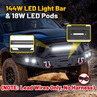 Ram 1500 Rebel 15-18 Front Bumper|Bolt-On, No Drilling, Off-Road Armor, LED Light Bar & D-Rings