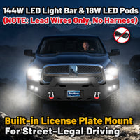 Ram 1500 09-12 Front Bumper|Bolt-On, No Drilling, Off-Road Armor, LED Light Bar & D-Rings