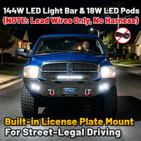 Dodge Ram 1500 06-08 (Excl. Mega Cab) Front Bumper| Bolt-On, No Drilling,Heavy Duty Steel Work Armor, LED Light Bar & D-Rings