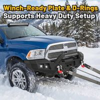 Ram 1500 Rebel 15-18 Front Bumper|Bolt-On, No Drilling, Work ＆ Tow Ready Armor, LED Light Bar & D-Rings