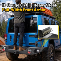 Jeep Wrangler JK/JKU 07-18 Rear Bumper|Direct Bolt-On, No Drill, Trail Protection & Recovery, LED Lights & D-Rings