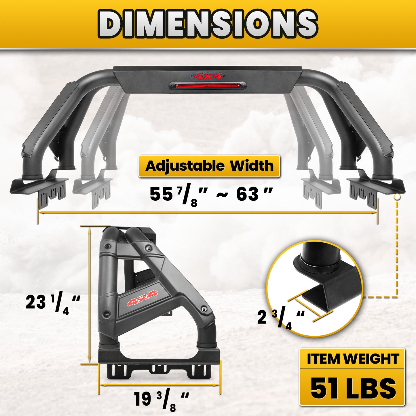 High-Strength Double Tube Truck Sport Roll Bar for Full-Size Truck