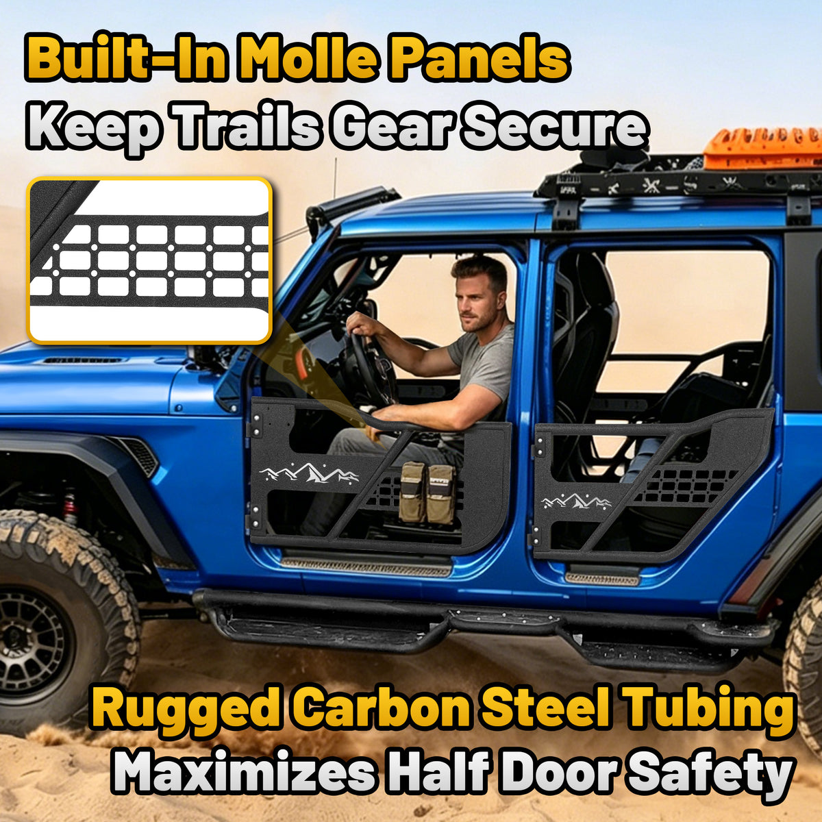 MONOKING Tube Doors 2008-2018 Jeep Wrangler JK 4-Door No with Mirror Mount