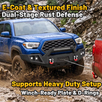 Toyota Tacoma 3rd Gen 2016-2023 Front Bumper|Direct Bolt-On, No Drill,Trail Protection, Winch Ready Plate & LED Pods