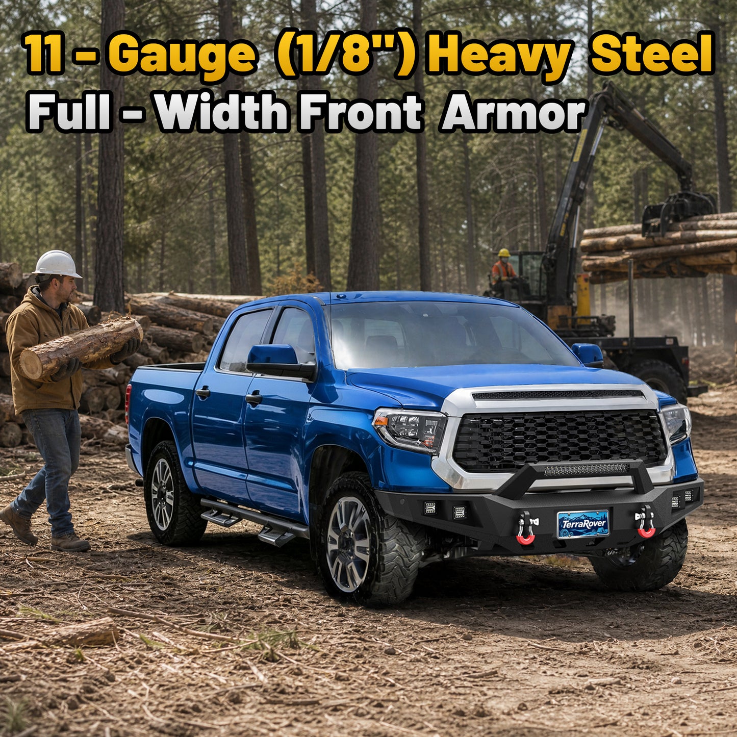 Toyota Tundra 14-21 Front Bumper|Bolt-On, No Drilling, Off-Road Armor, LED Light Bar & D-Rings