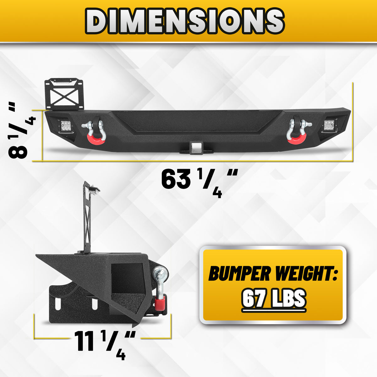 Jeep Wrangler JK/JKU 07-18 Rear Bumper|Direct Bolt-On, No Drill, Trail Protection & Recovery, LED Lights & D-Rings