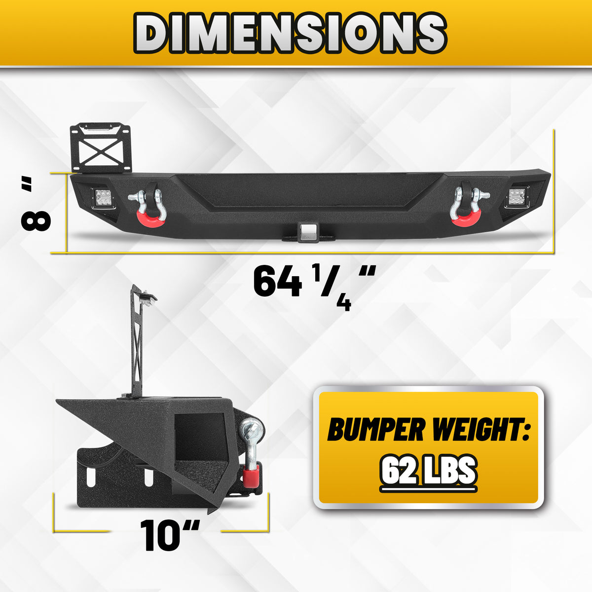 Jeep Wrangler JL/JLU 18-26 Rear Bumper|Direct Bolt-On, No Drill, Off-Road Adventure Armor, LED Pods & D-Rings