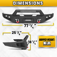 Ram 1500 Rebel 15-18 Front Bumper|Bolt-On, No Drilling, Off-Road Armor, LED Light Bar & D-Rings